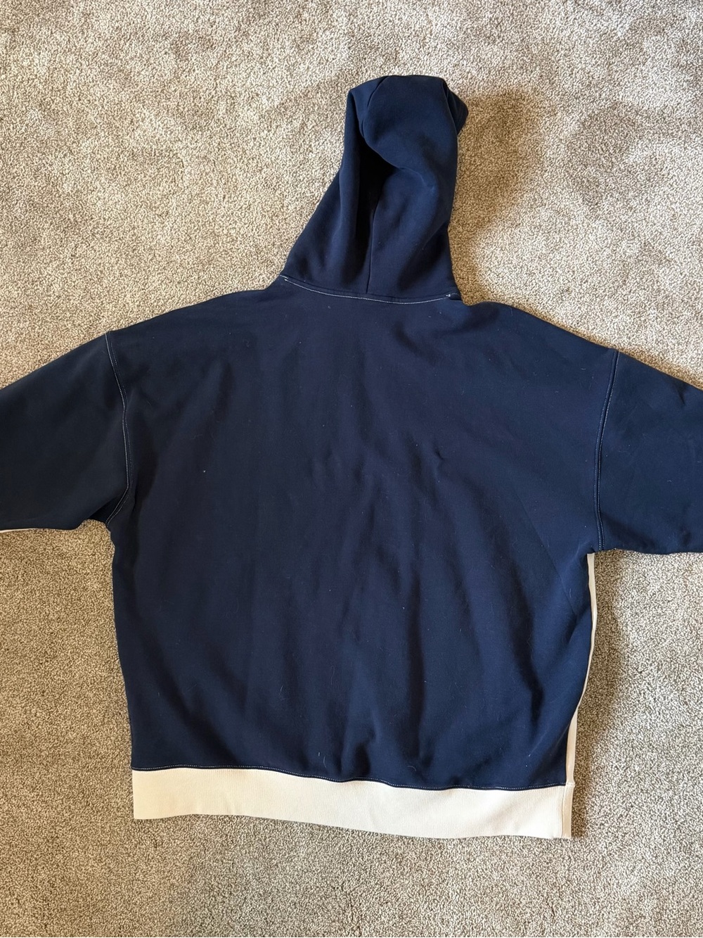 Athleta Navy Blue Hoodie with Cream Hem